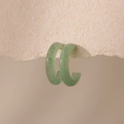 Jade Hoop Earrings 18K Gold