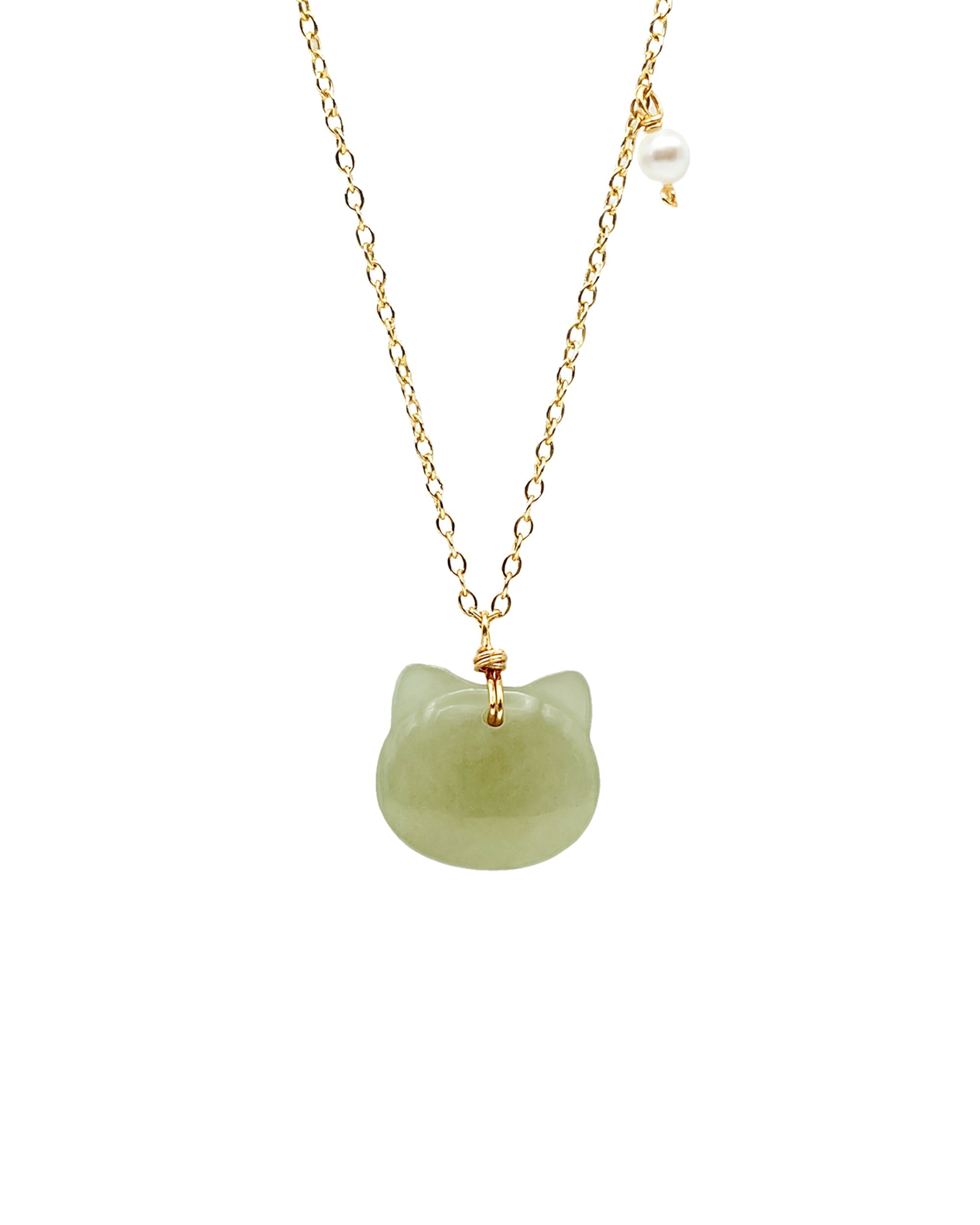 Choupette Cat Jade Pendant Necklace