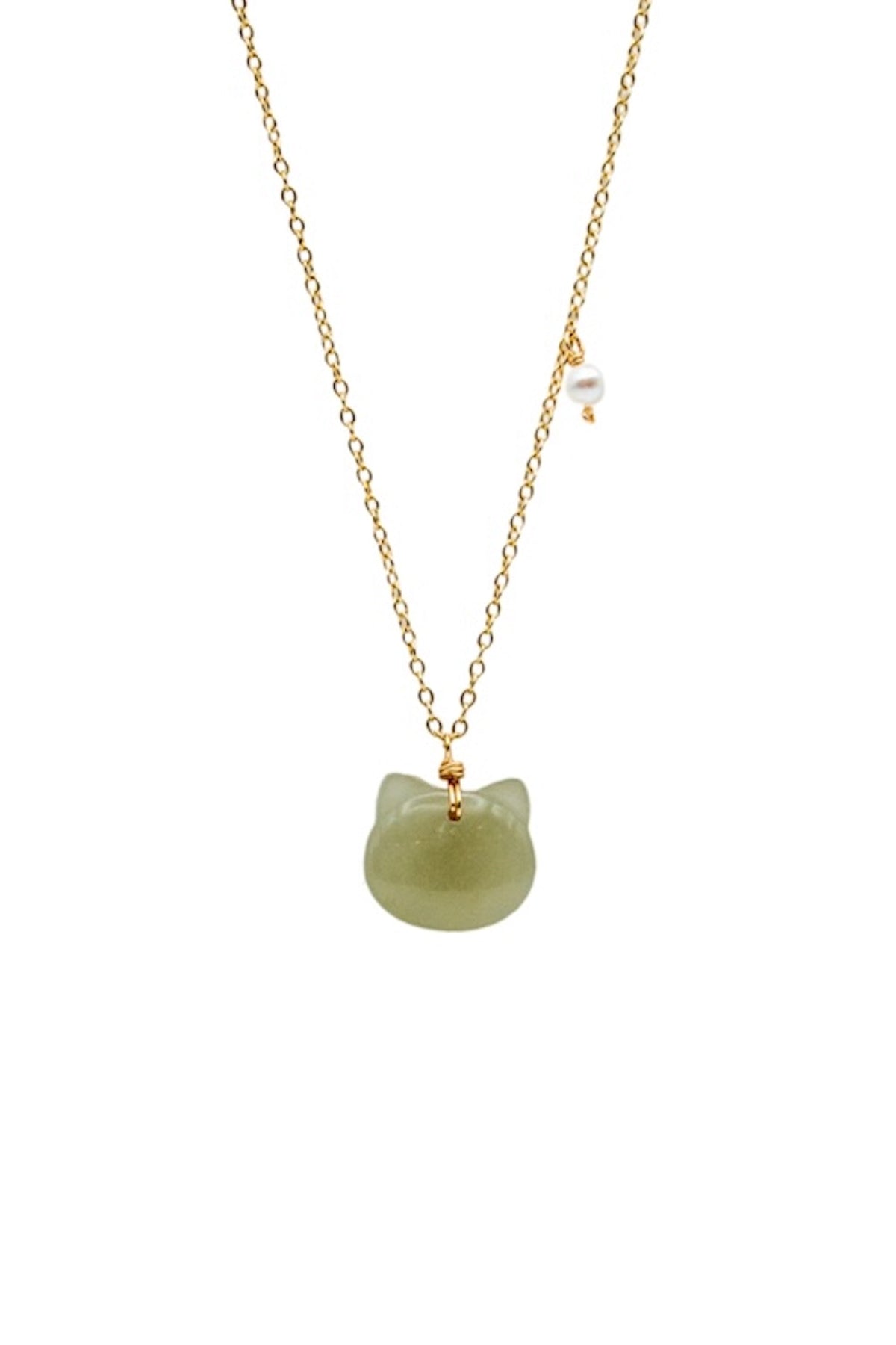 Choupette Cat Jade Pendant Necklace