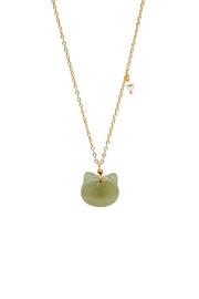 Choupette Cat Jade Pendant Necklace