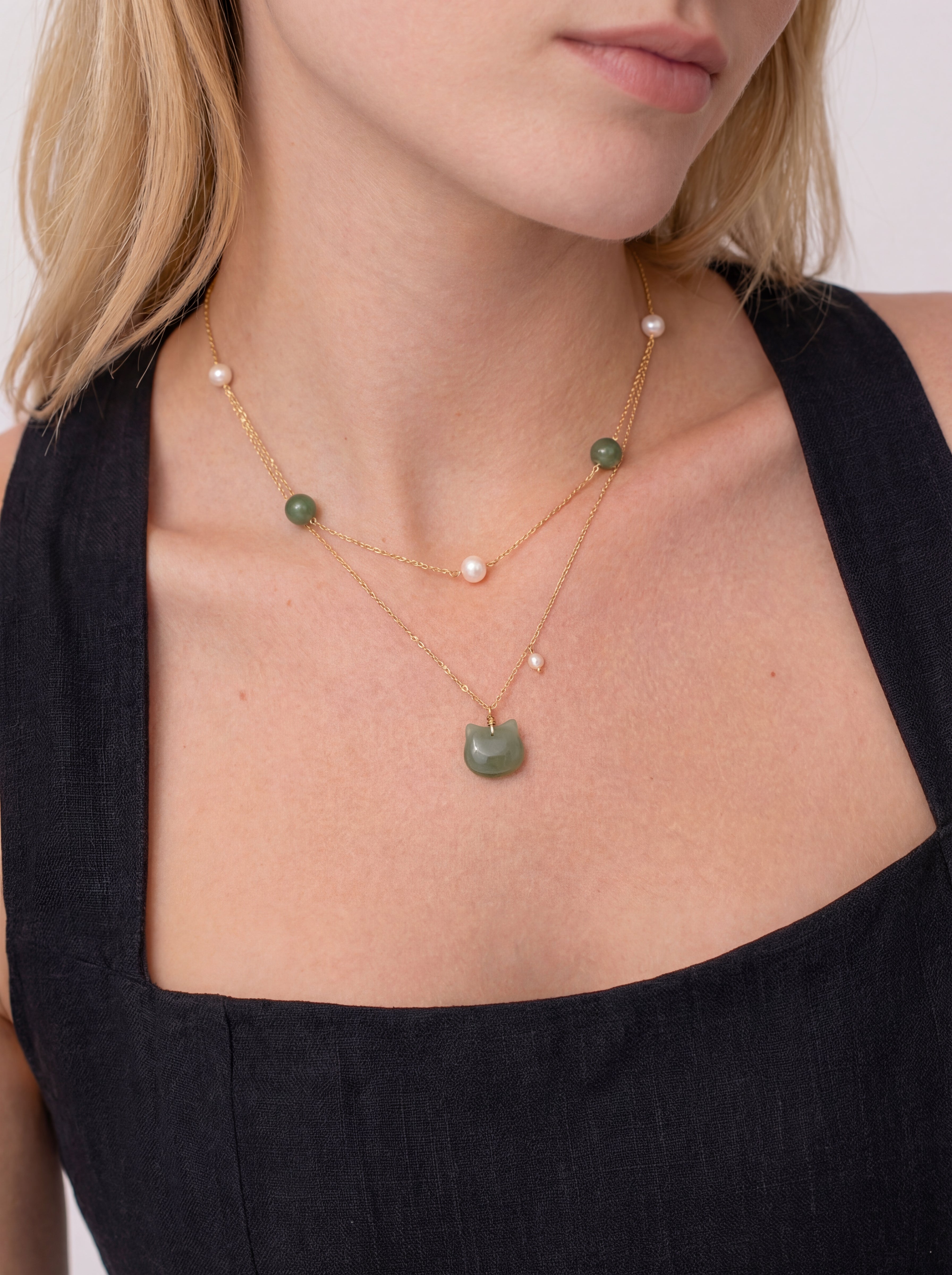 Choupette Cat Jade Pendant Necklace