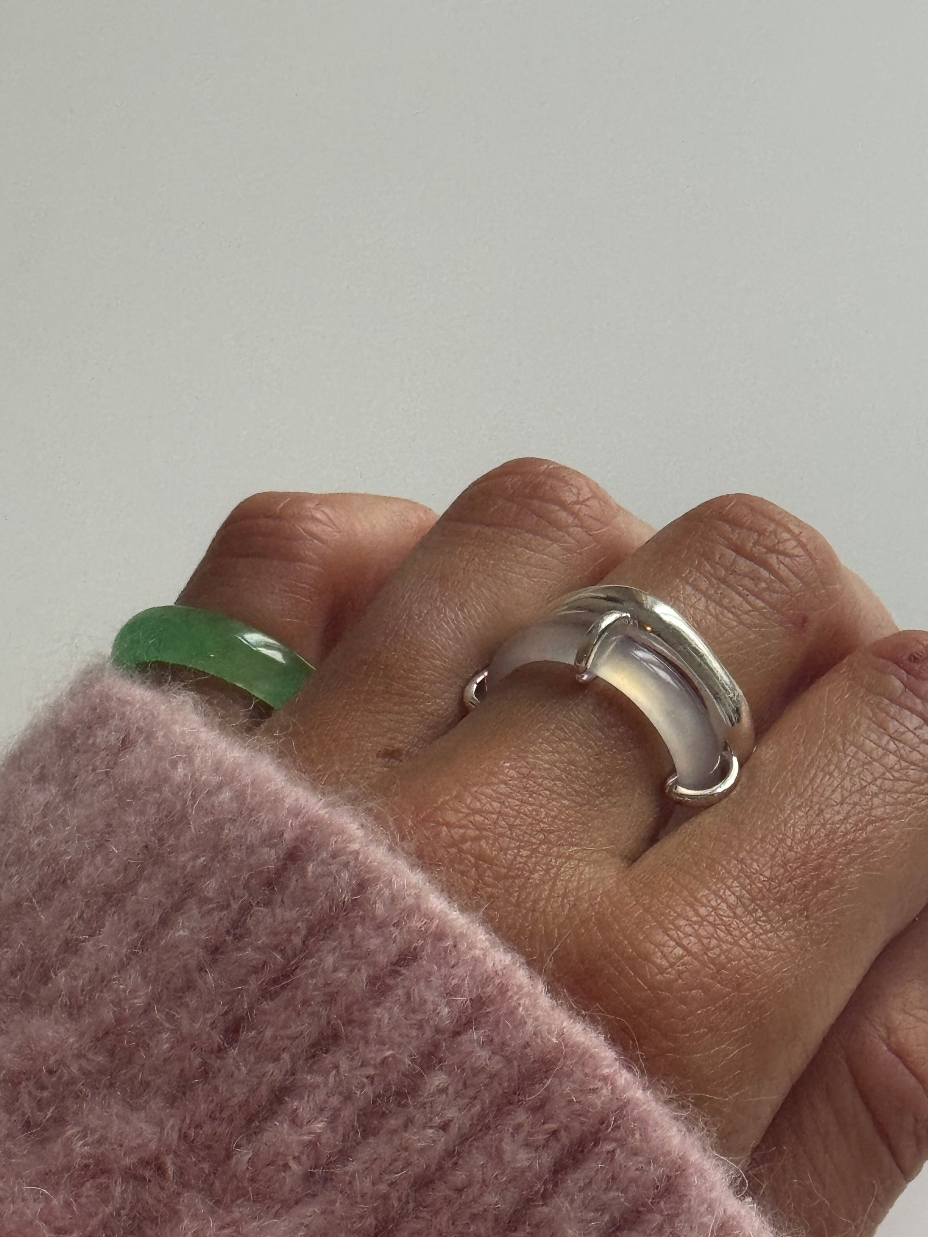Cove White Jade Sculpted Ring