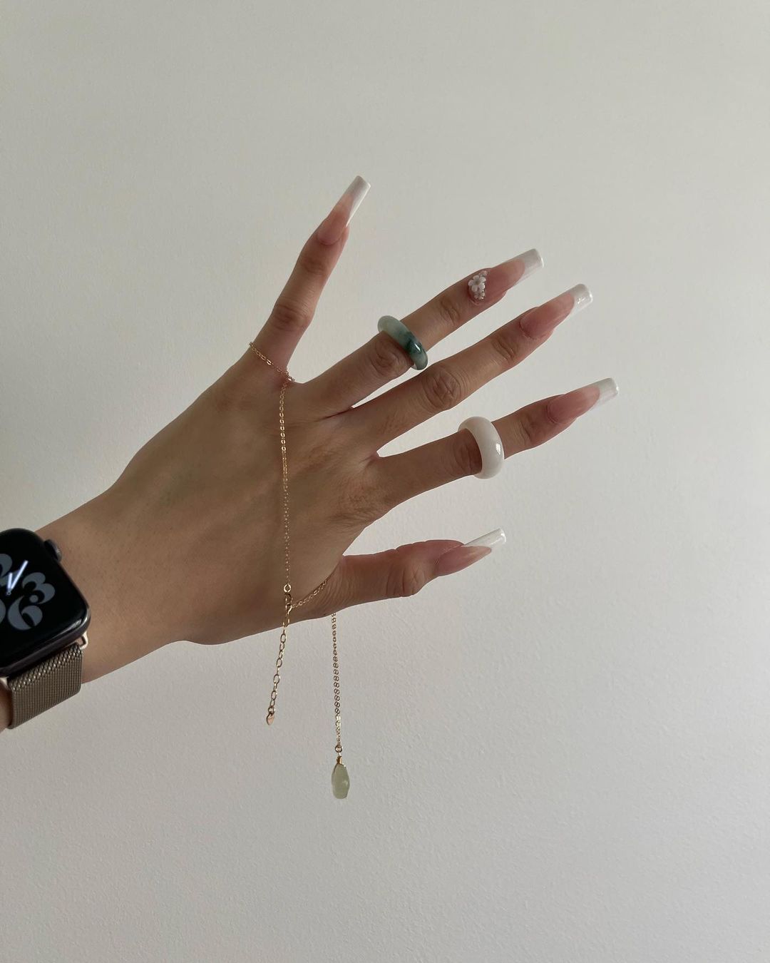 Koi Mottled Green Jade Ring