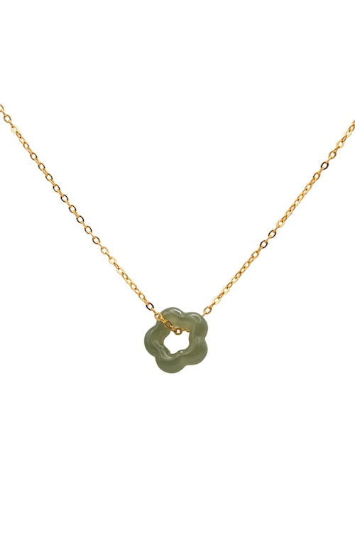 Plum Blossom Green Jade Pendant Necklace