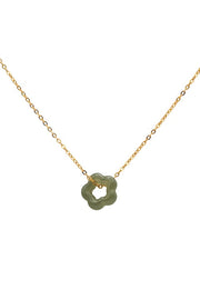 Plum Blossom Green Jade Pendant Necklace