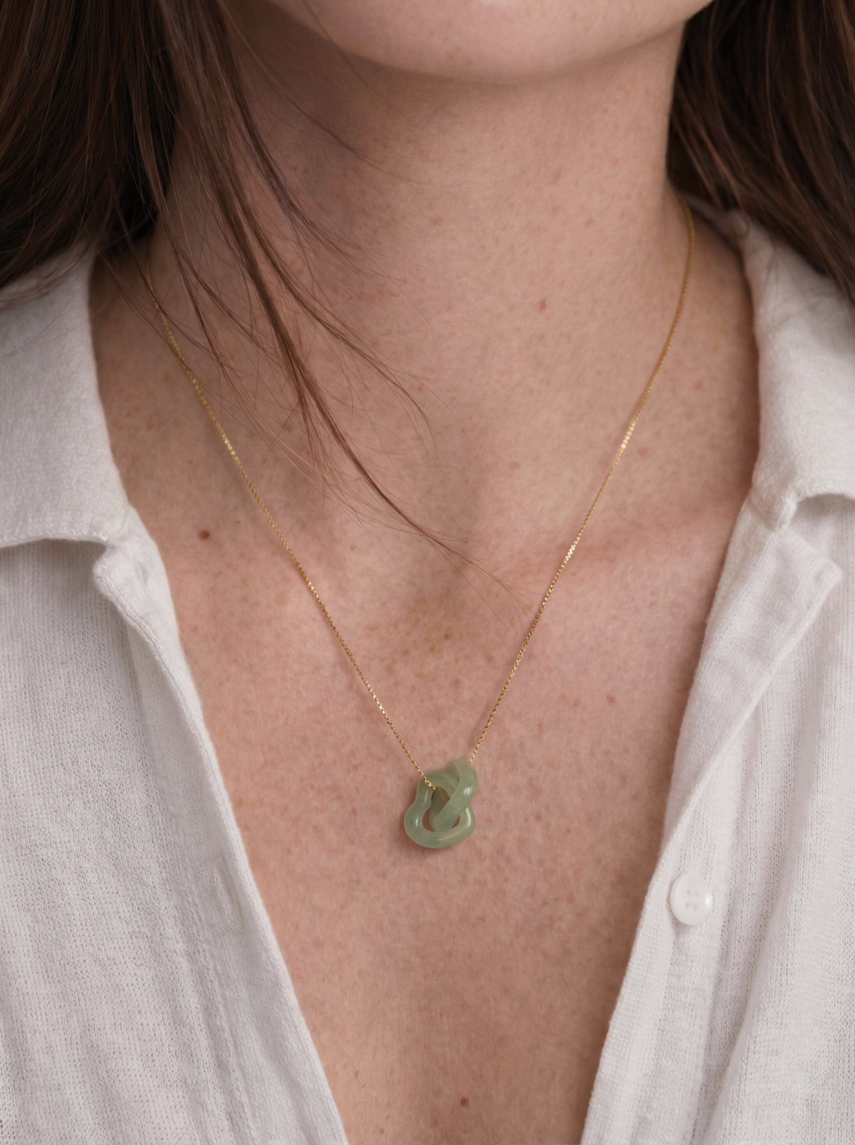 Heart Link Jade Pendant Necklace